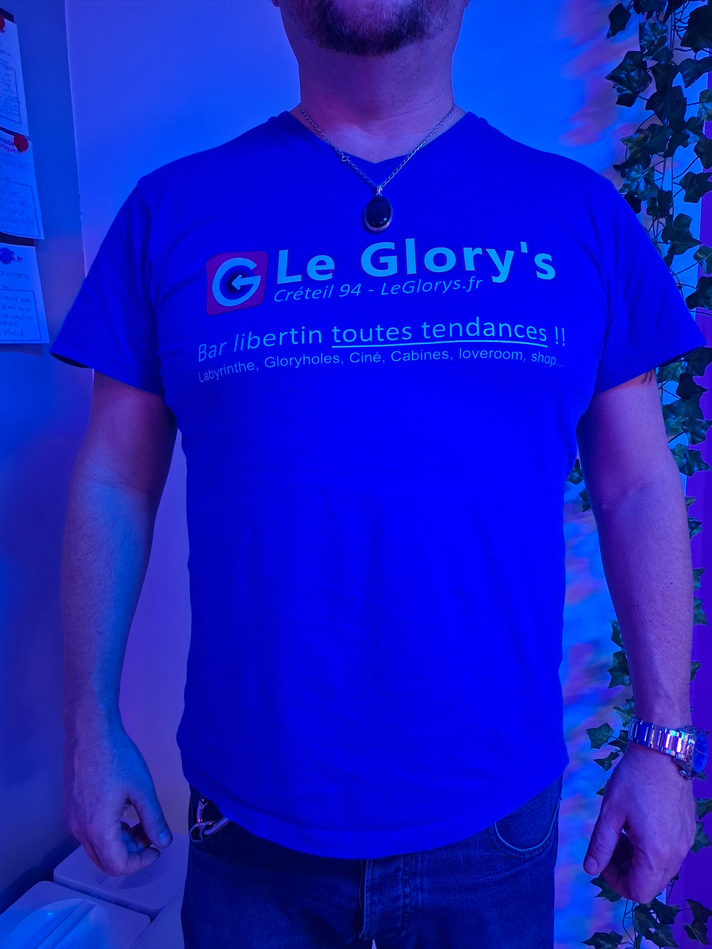 T-shirt du Glory's, "TU VEUX TESTER", bleu ou noir et à manches courtes