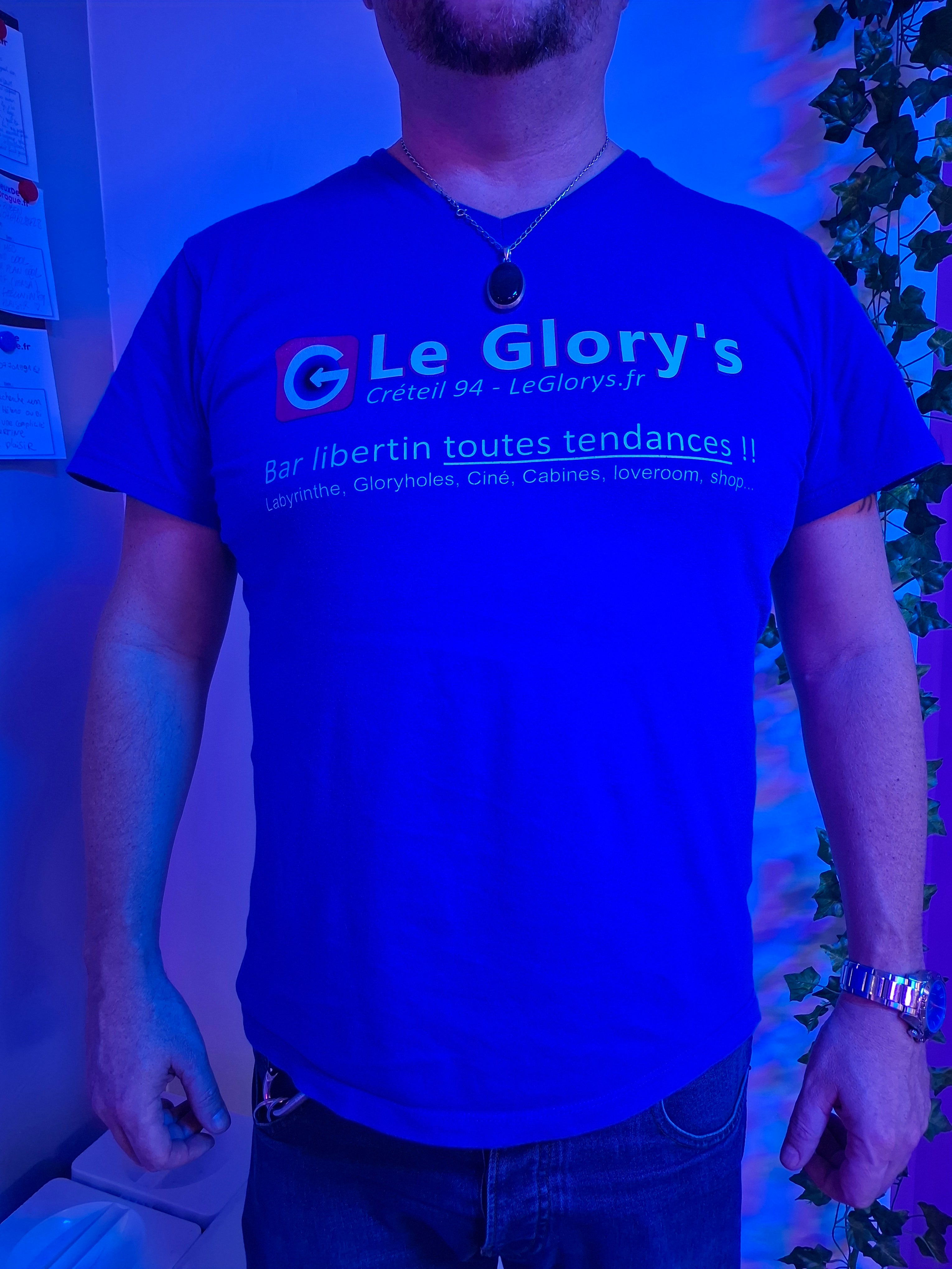T-shirt du Glory's, "TU VEUX TESTER", bleu ou noir et à manches courtes