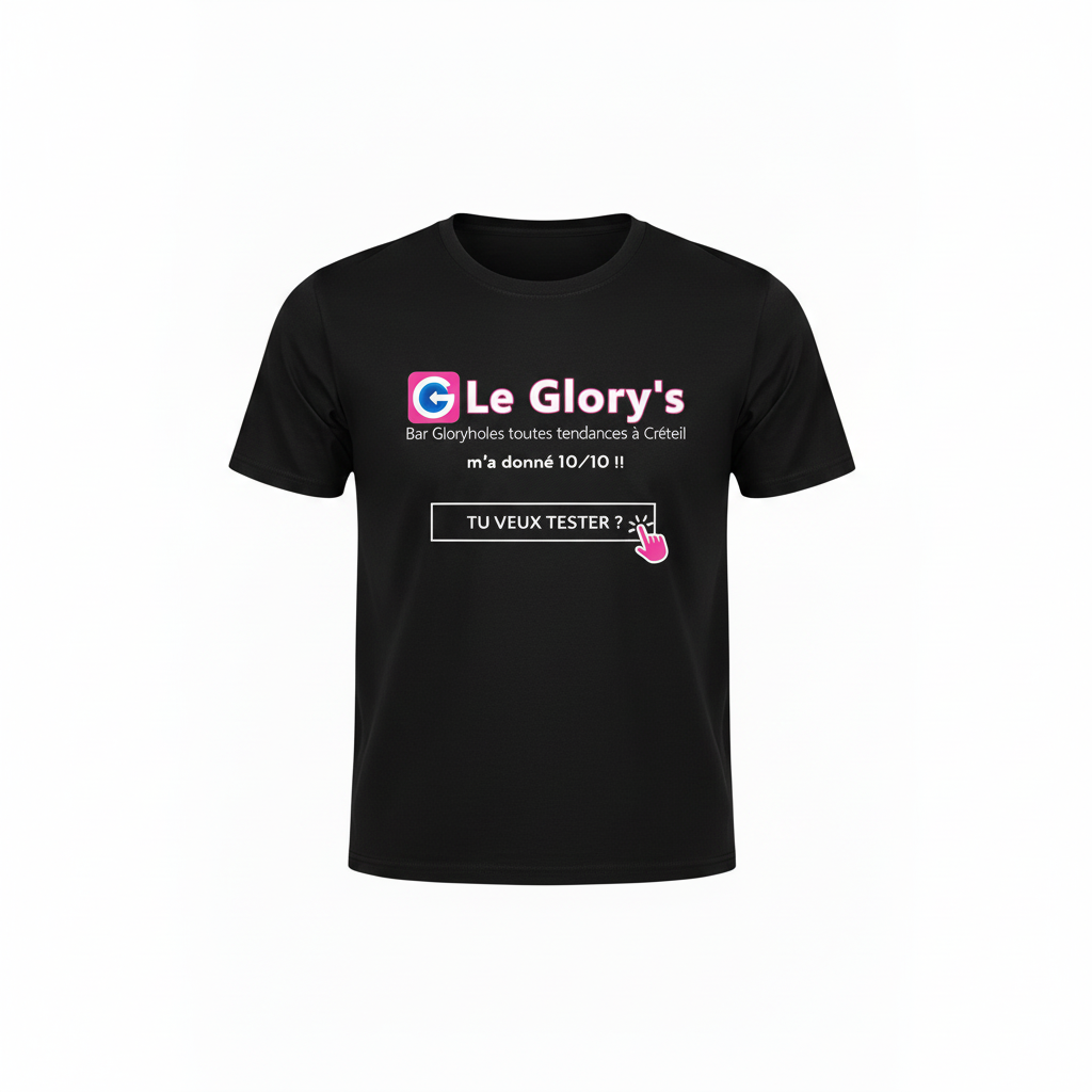 T-shirt du Glory's, "TU VEUX TESTER", bleu ou noir et à manches courtes