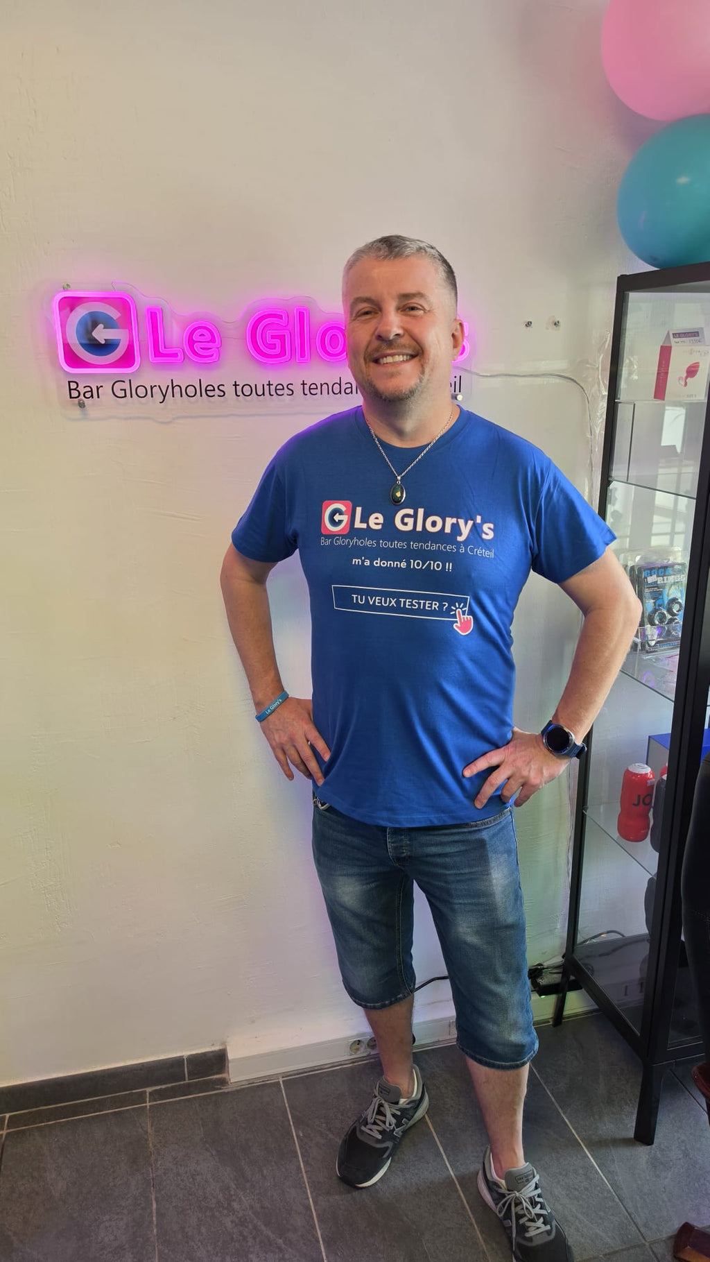 T-shirt du Glory's, "TU VEUX TESTER", bleu ou noir et à manches courtes